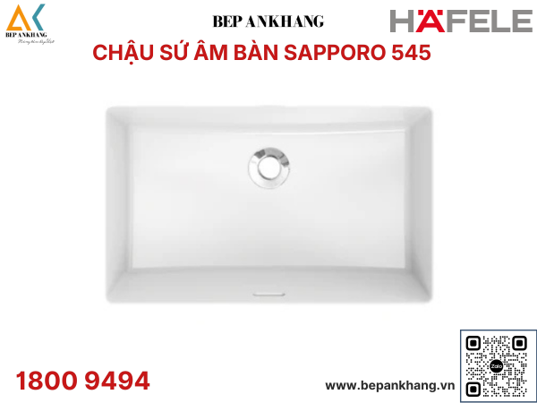 Chậu sứ âm bàn Hafele - Sapporo 545 - 588.79.014